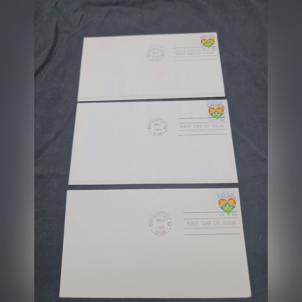 1987 Love Stamp First Day Issue Covers Set Of 3